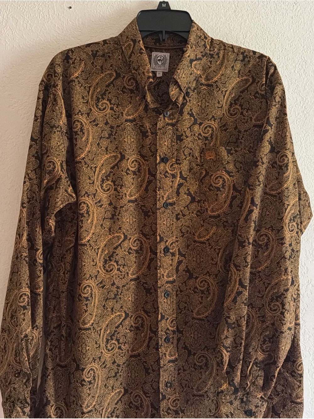 Men's CINCH Black & Brown Paisley Button-Up Shirt SZ M rodeo arena